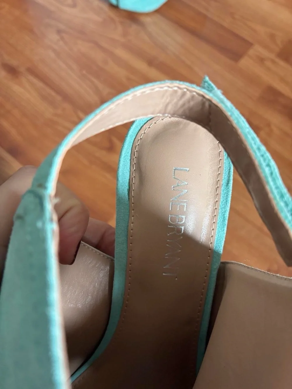 Turquoise Suede Cutout Slingback Heels